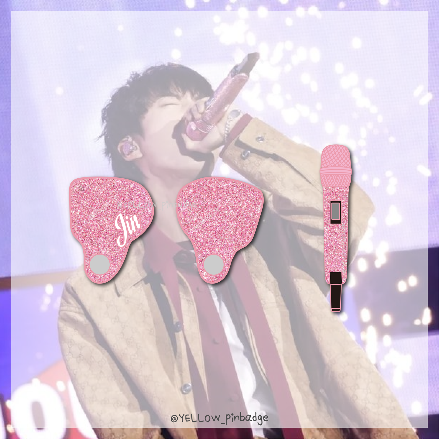 JIN IN-EAR / MIC Enamel Pin (PINK ver.)