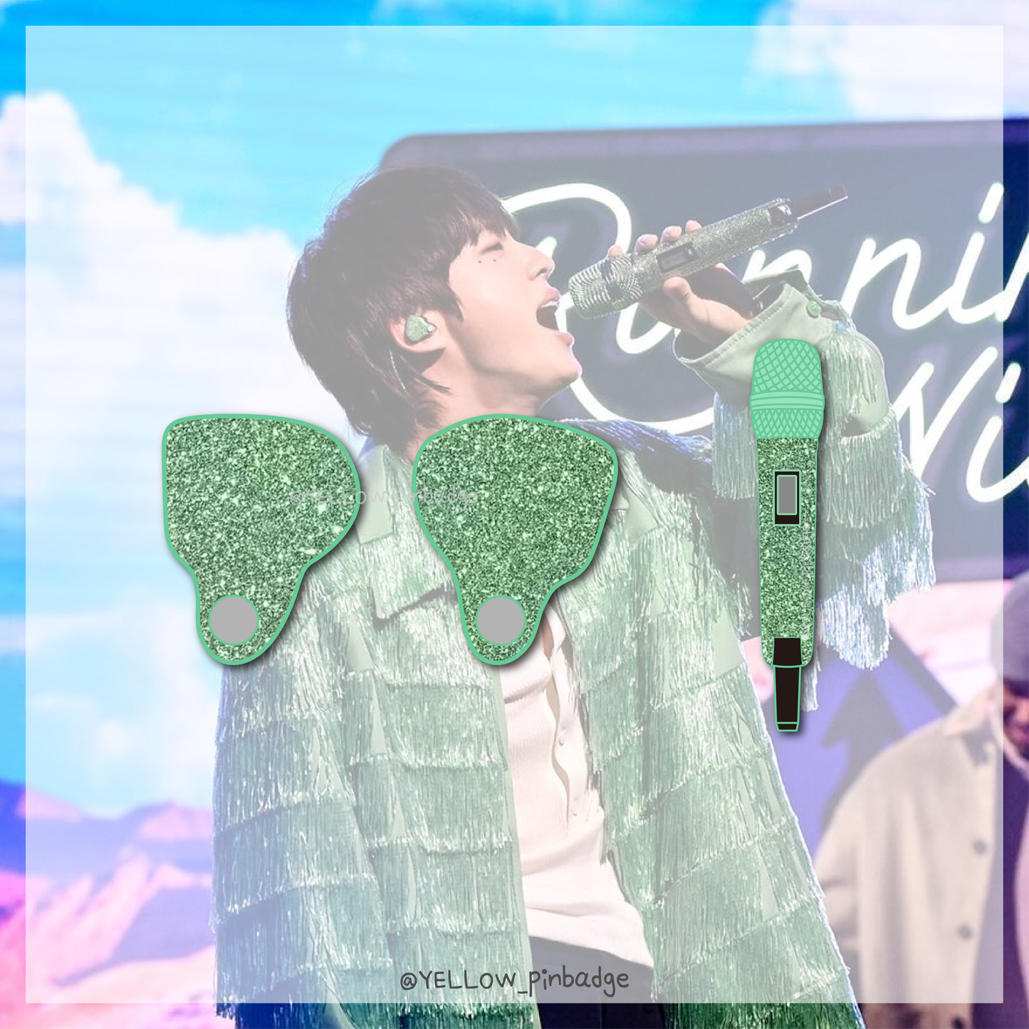 JIN IN-EAR / MIC Enamel Pin (GREEN ver.)